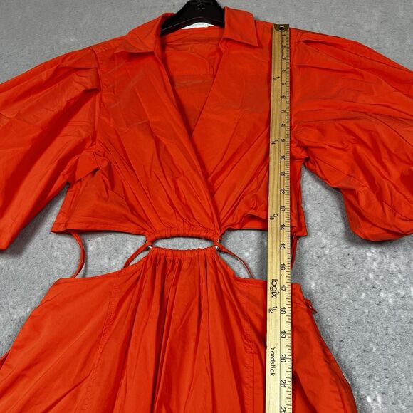 Jonathan Simkhai Dress Womens Small Orange Collared Cutout Waist Mini Dress $365 - Picture 8 of 15